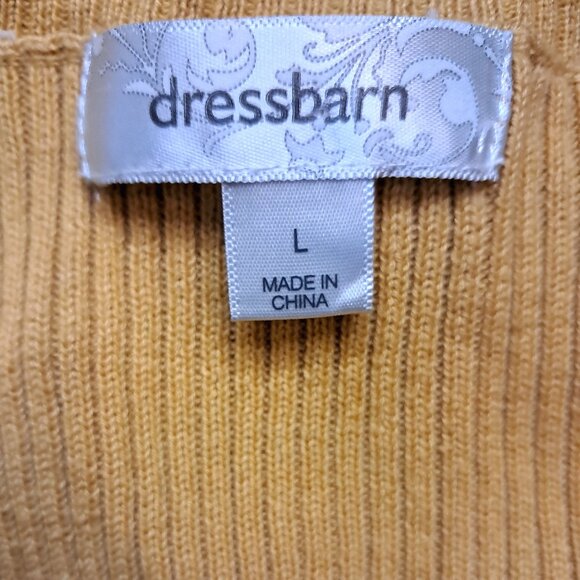 Y2K Dressbarn Gold Ribbed V-Neck Button Detail Cotton Sweater Size L - Picture 10 of 11